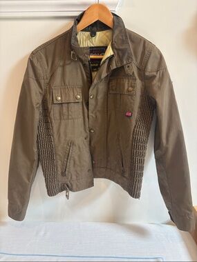 Belstaff Olive Green Utility Jacket with Quilted Side Panels